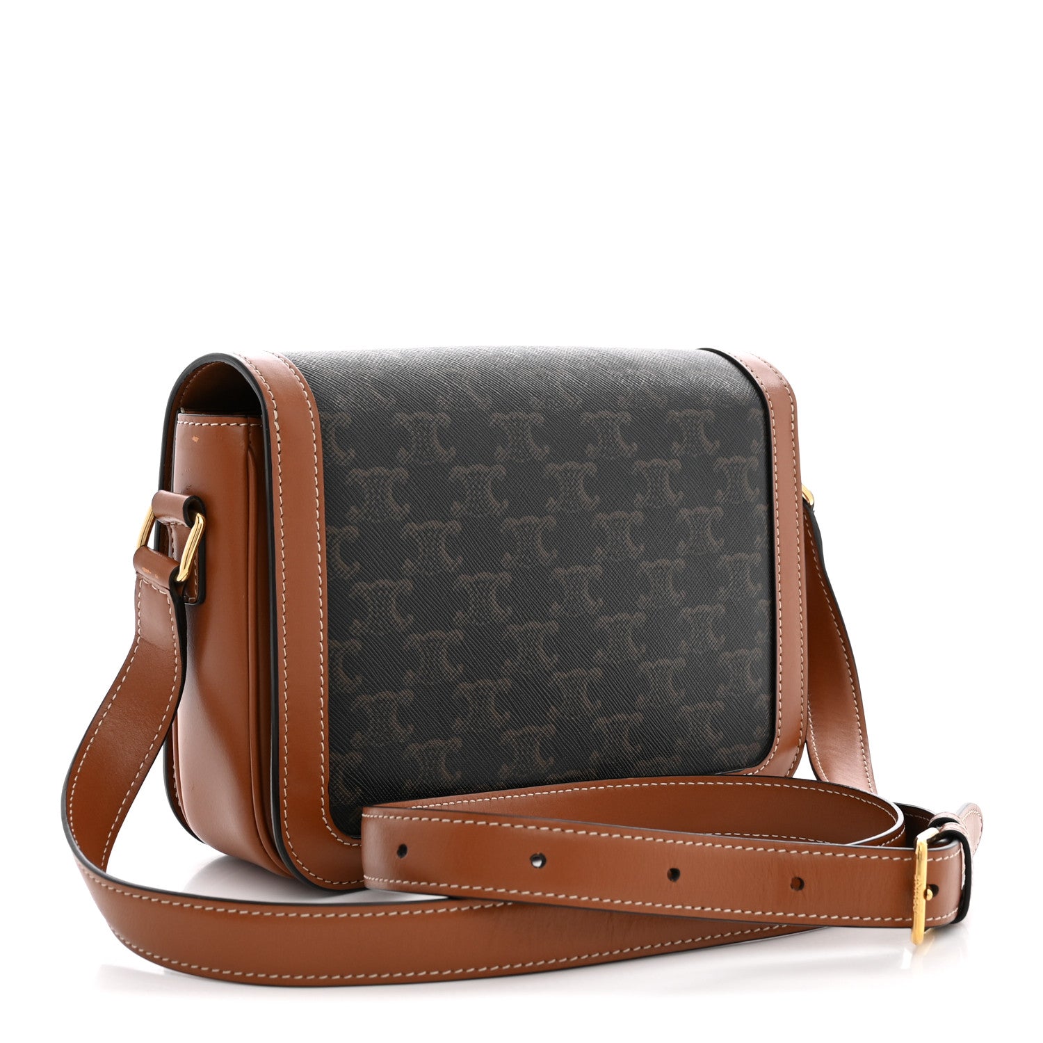 Celine Triomphe Canvas Calfskin Medium Triomphe Bag Tan 3 of 13