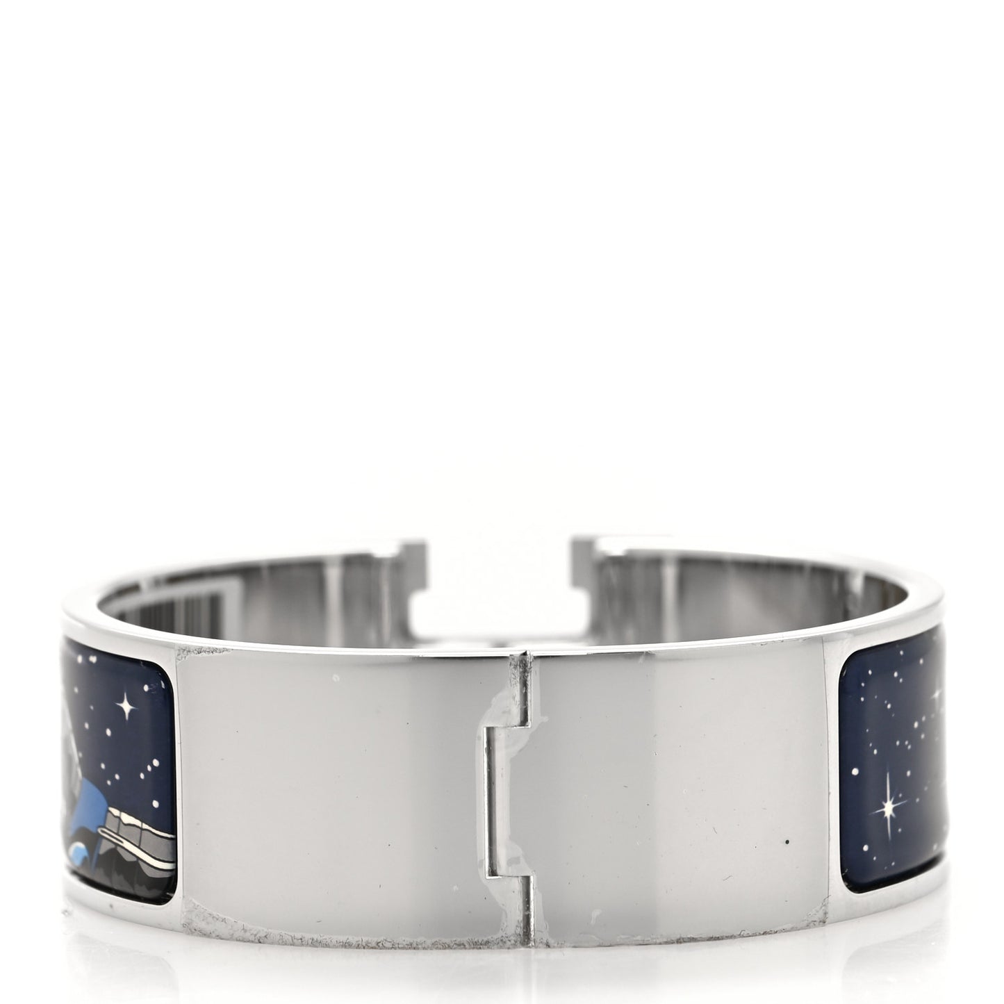 Enamel Printed Space Derby Wide Clic Clac H Bracelet PM Indigo Multicolor