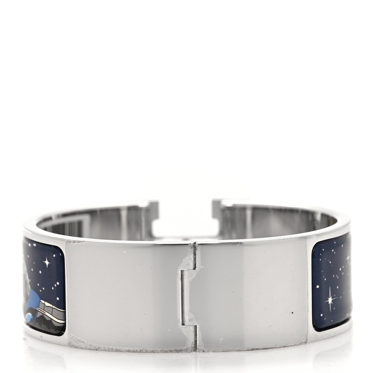 Hermes Enamel Printed Space Derby Wide Clic Clac H Bracelet PM Indigo Multicolor 3 of 5