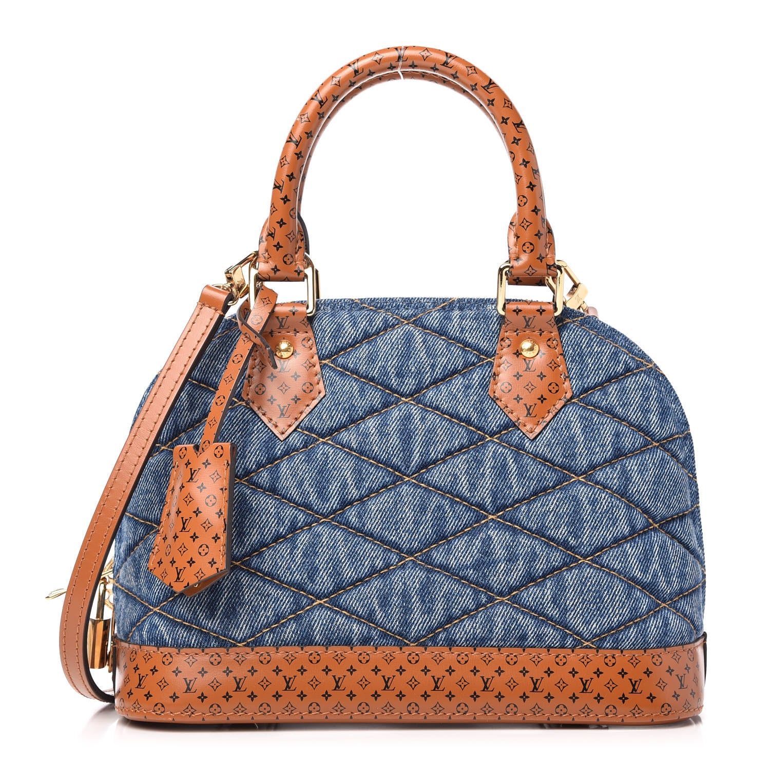 Louis Vuitton Denim Calfskin Reverse Monogram Malletage Alma BB Blue 1 of 9
