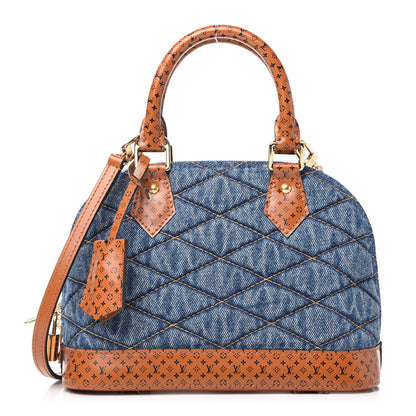 Louis Vuitton Denim Calfskin Reverse Monogram Malletage Alma BB Blue 1 of 9