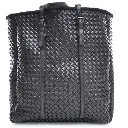 Bottega Veneta Nappa Intrecciato Wool Detail Tote Nero Black 1 of 9