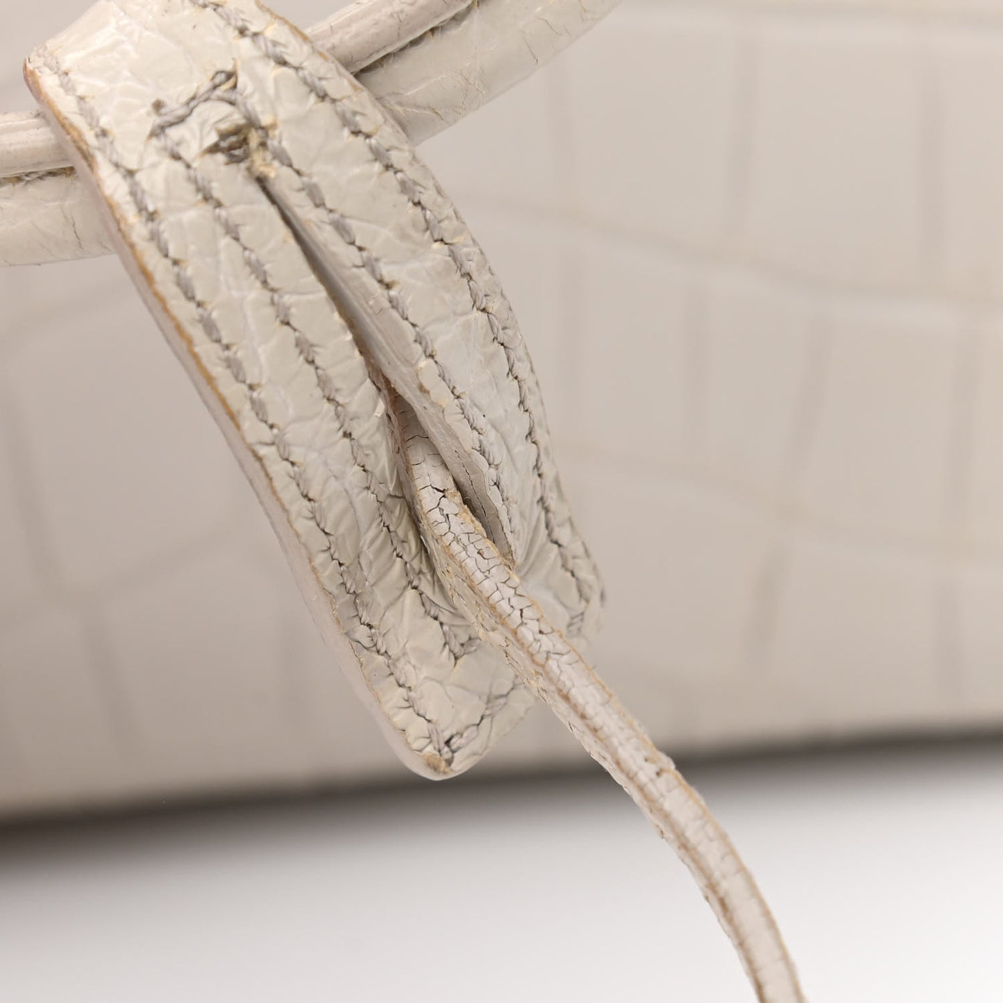 Calfskin Crocodile Embossed Baby Monogram Cabas Gris Perle