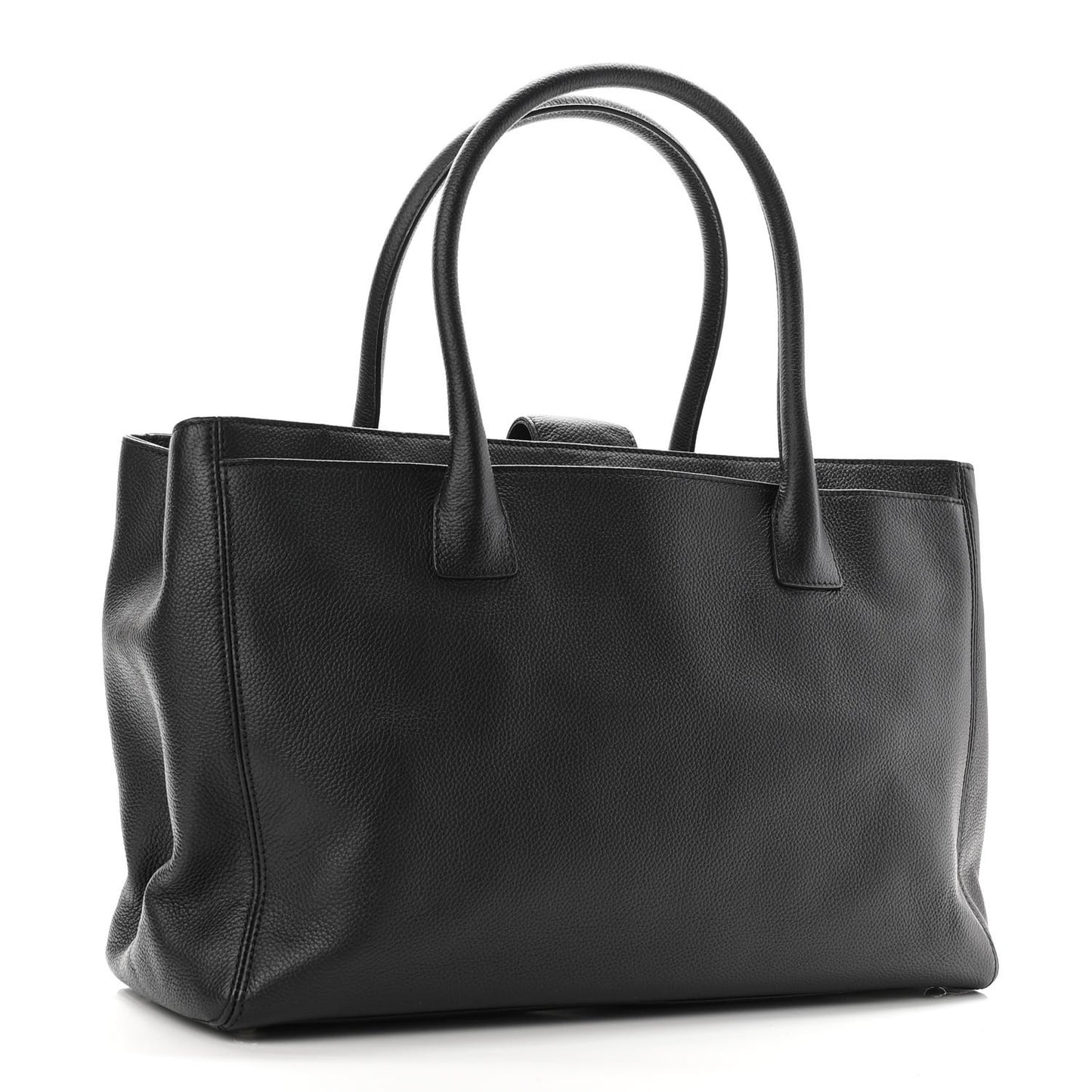 Calfskin Cerf Executive Shopper Tote Black