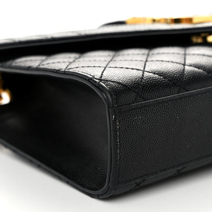 Saint Laurent Grain De Poudre Textured Mixed Matelasse Triquilt Medium Monogram Satchel Black 8 of 10