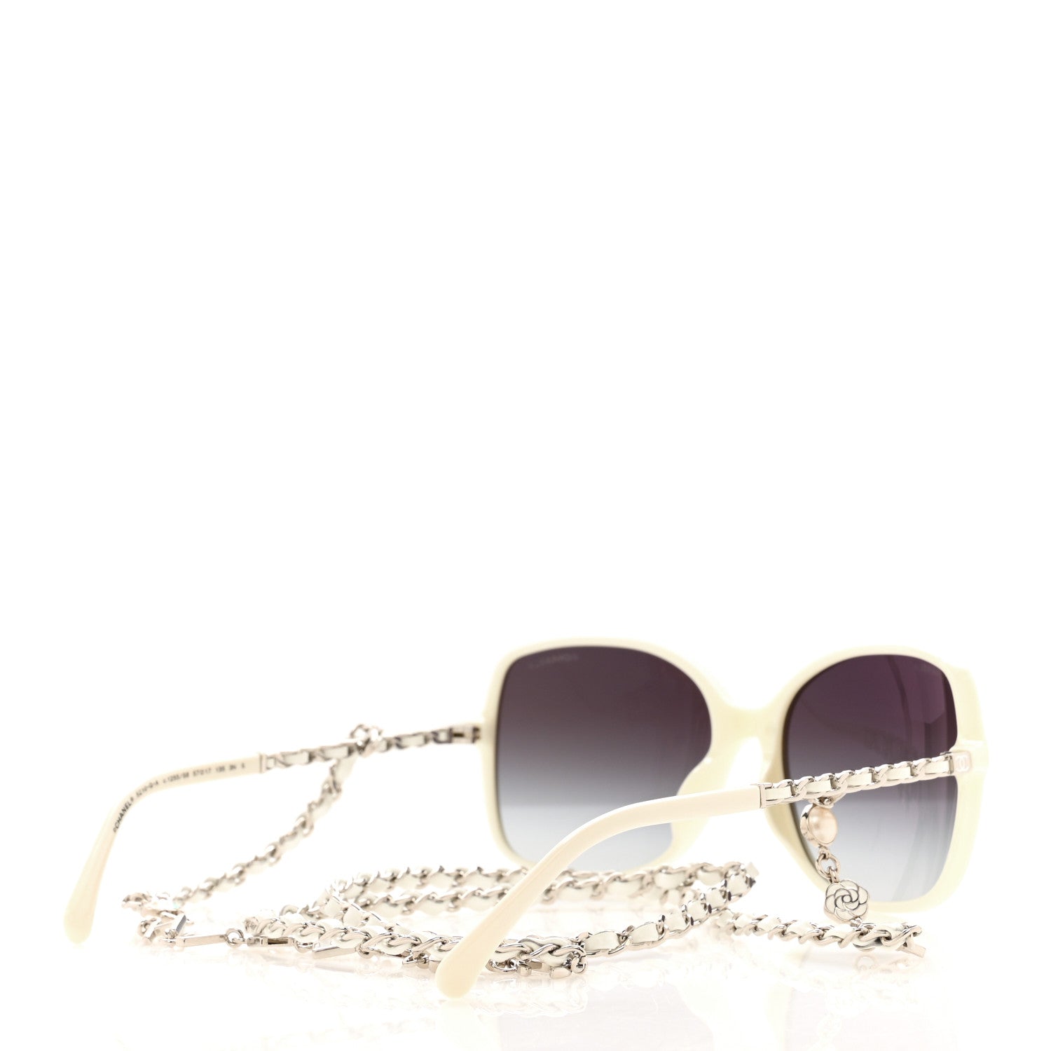 Chanel Acetate Metal Lambskin Square Chain Sunglasses 5210-Q-A White 6 of 7