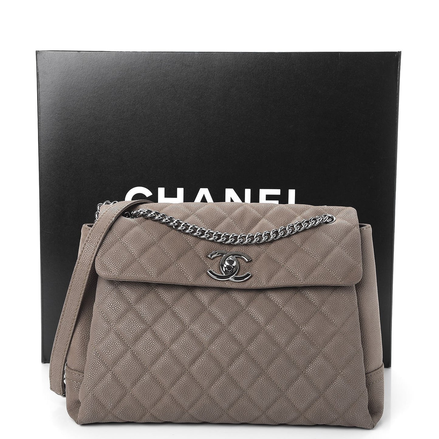 Iridescent Caviar Medium Lady Pearly Flap Khaki