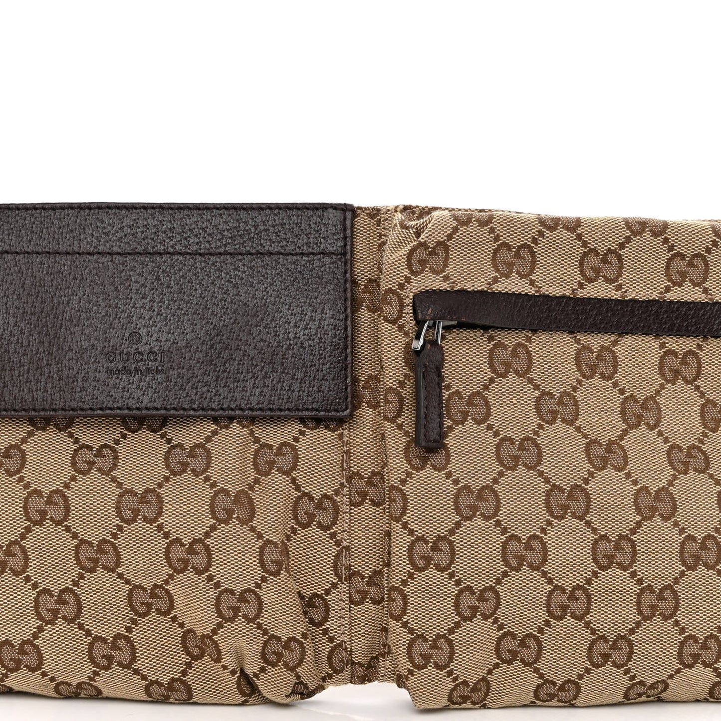 GG Monogram Double Pocket Belt Bag Dark Brown