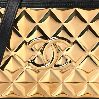 Chanel Lambskin Metal Quilted Golden Plate Vanity Case Black Golden Plate Vanity Case Black Gold 8 of 13