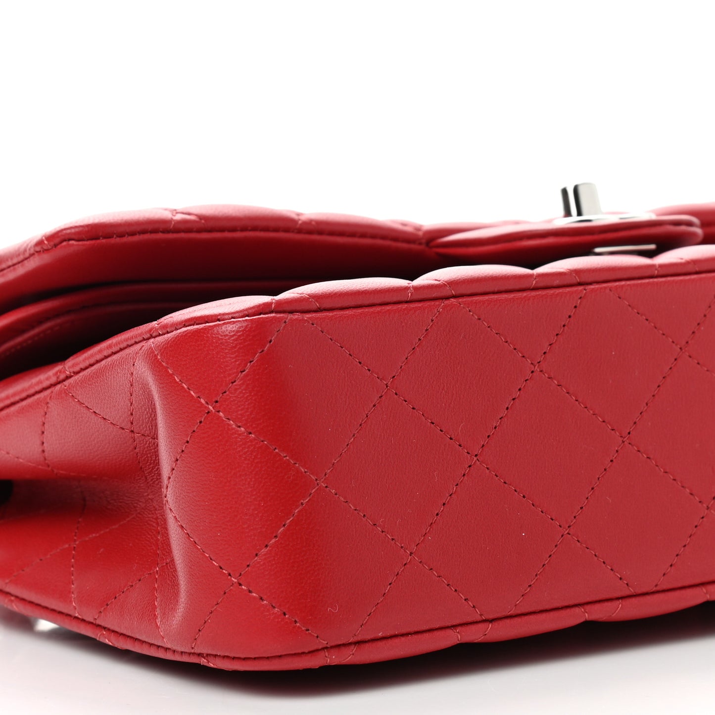 Lambskin Quilted Medium Double Flap Red