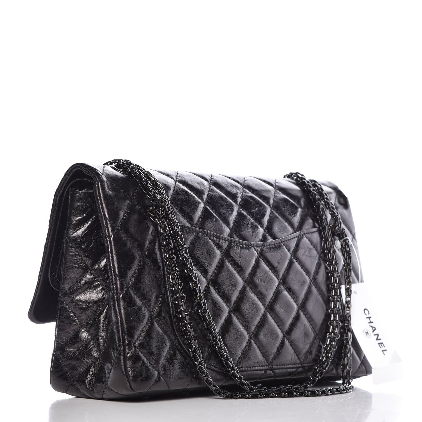 Glazed Aged Calfskin Quilted 2.55 Reissue 227 Flap So Black