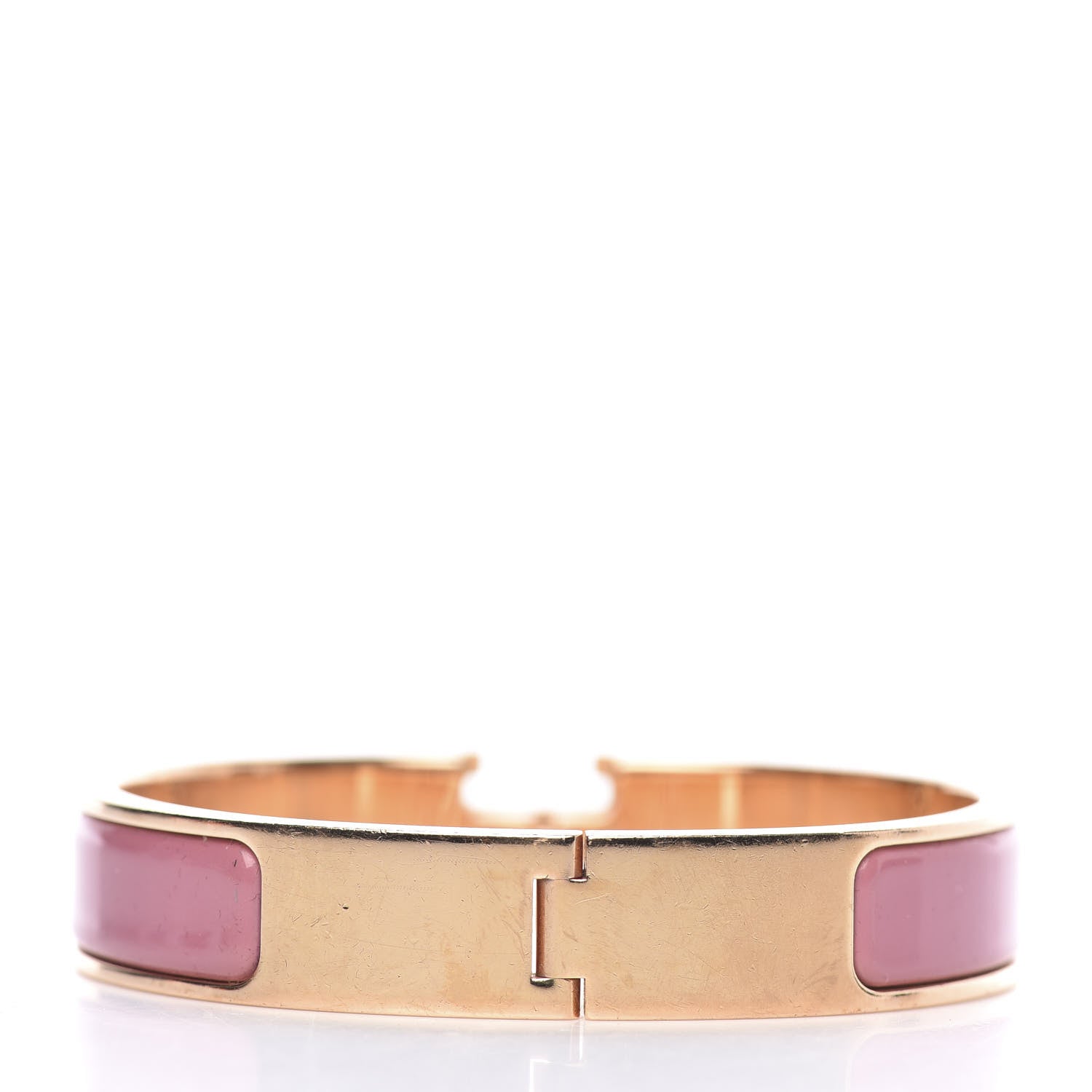 Hermes Enamel Narrow Clic Clac H Bracelet PM Rose Velours 3 of 6