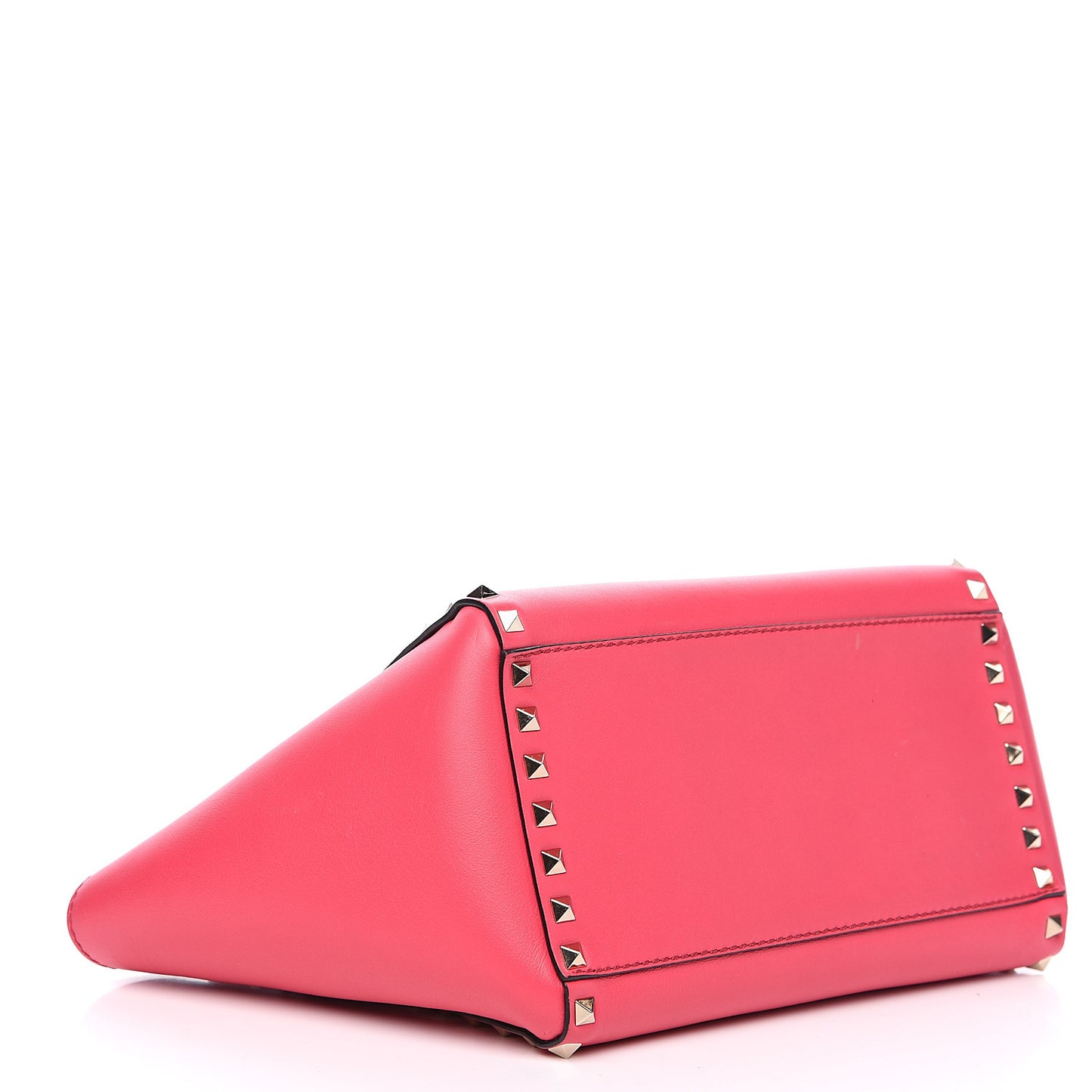 Vitello Small Rockstud Double Handle Tote Deep Fuxia