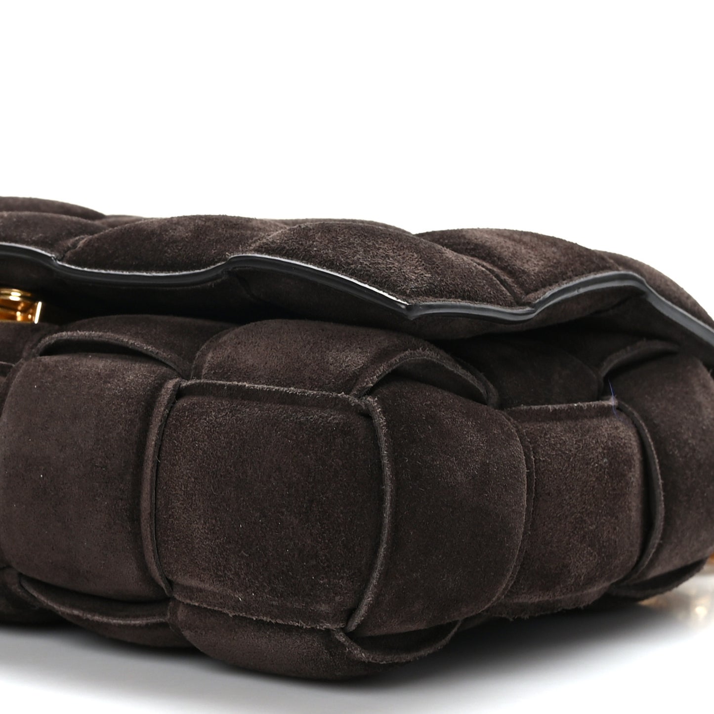 Suede Maxi Intrecciato Padded Chain Cassette Crossbody Bag Fondant
