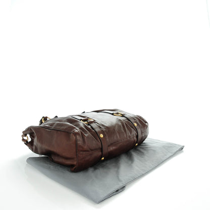 Miu Miu Vitello Lux Gathered Shopper Tote Brown 4 of 7