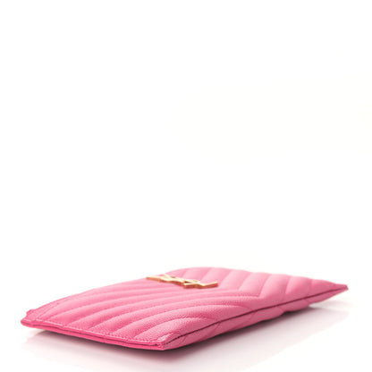Saint Laurent Grain De Poudre Chevron Monogram Bill Pouch Bright Pink 4 of 8