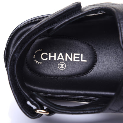 Chanel Grained Calfskin Velcro Dad Sandals 37.5 Black 8 of 11