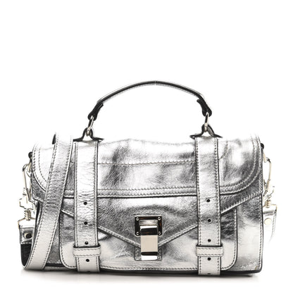 Proenza Schouler Metallic Lambskin PS1 Tiny Satchel Silver 1 of 13