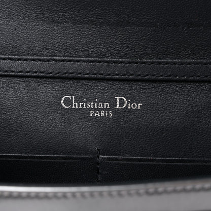 Christian Dior Metallic Patent Micro-Cannage Diorama Wallet on Chain Pouch Silver 6 of 12