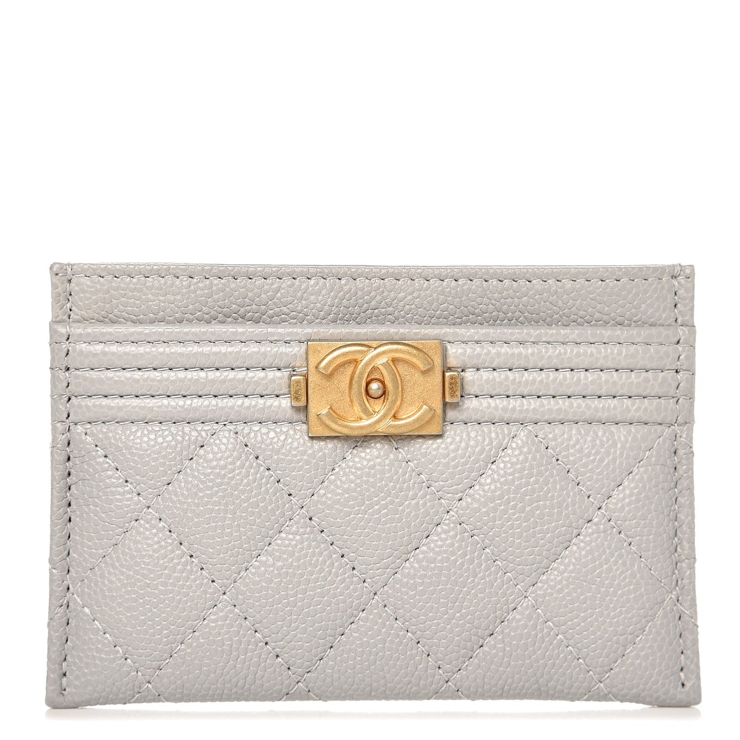 Caviar Quilted Boy Card Holder Grey