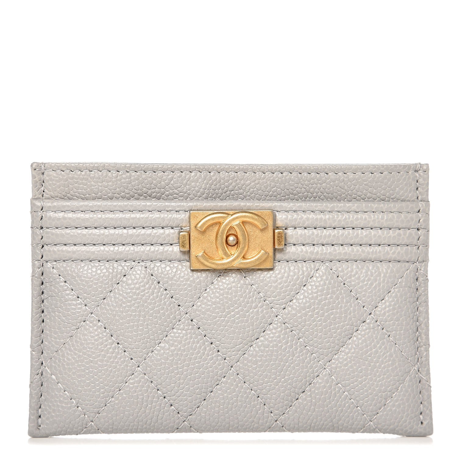 Chanel Caviar Quilted Boy Card Holder Grey 1 of 9