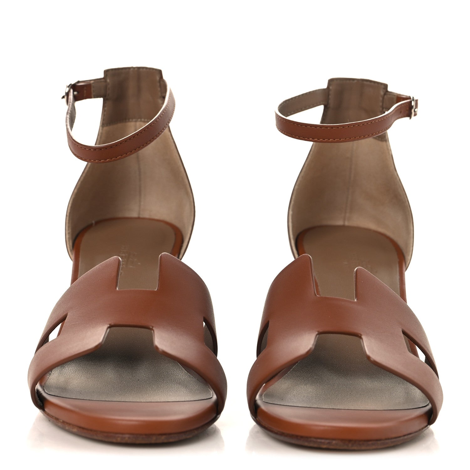 Hermes Calfskin Legend Wedge Sandals 38 Gold 3 of 9