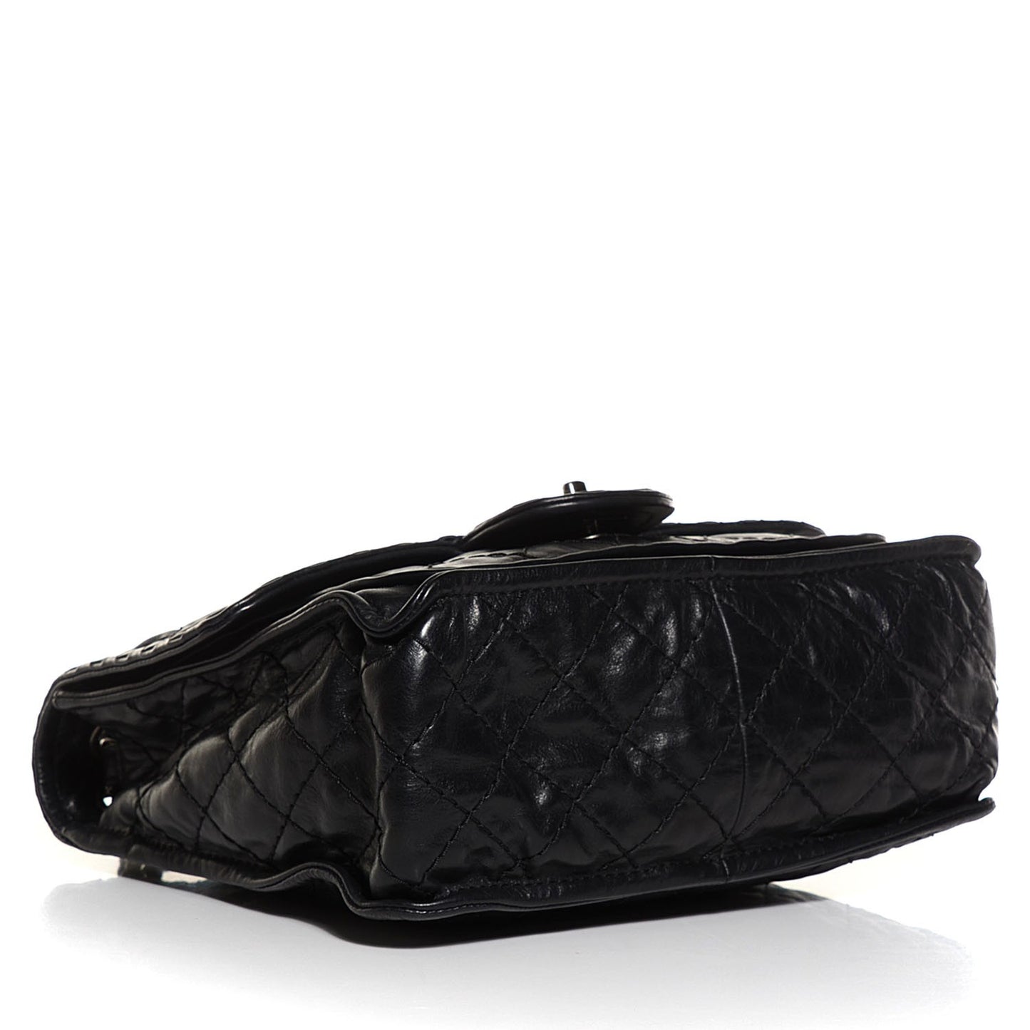 Aged Crumpled Calfskin Small Vintage Flap Black