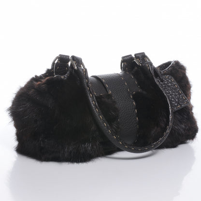 Fendi Mink Fur Calfskin Romano Selleria Shoulder Bag Brown 3 of 7