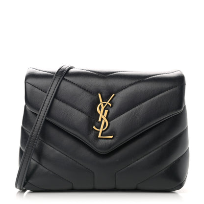 Saint Laurent Calfskin Y Quilted Monogram Toy Loulou Crossbody Bag Black 1 of 12