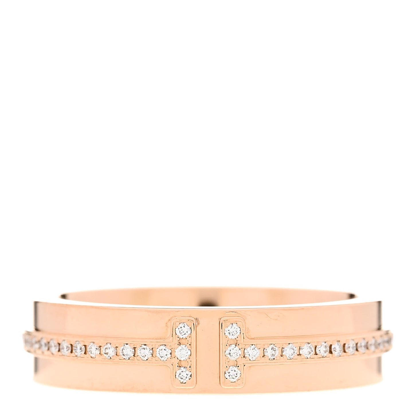 18K Rose Gold Diamond Narrow T Two Ring 49 5