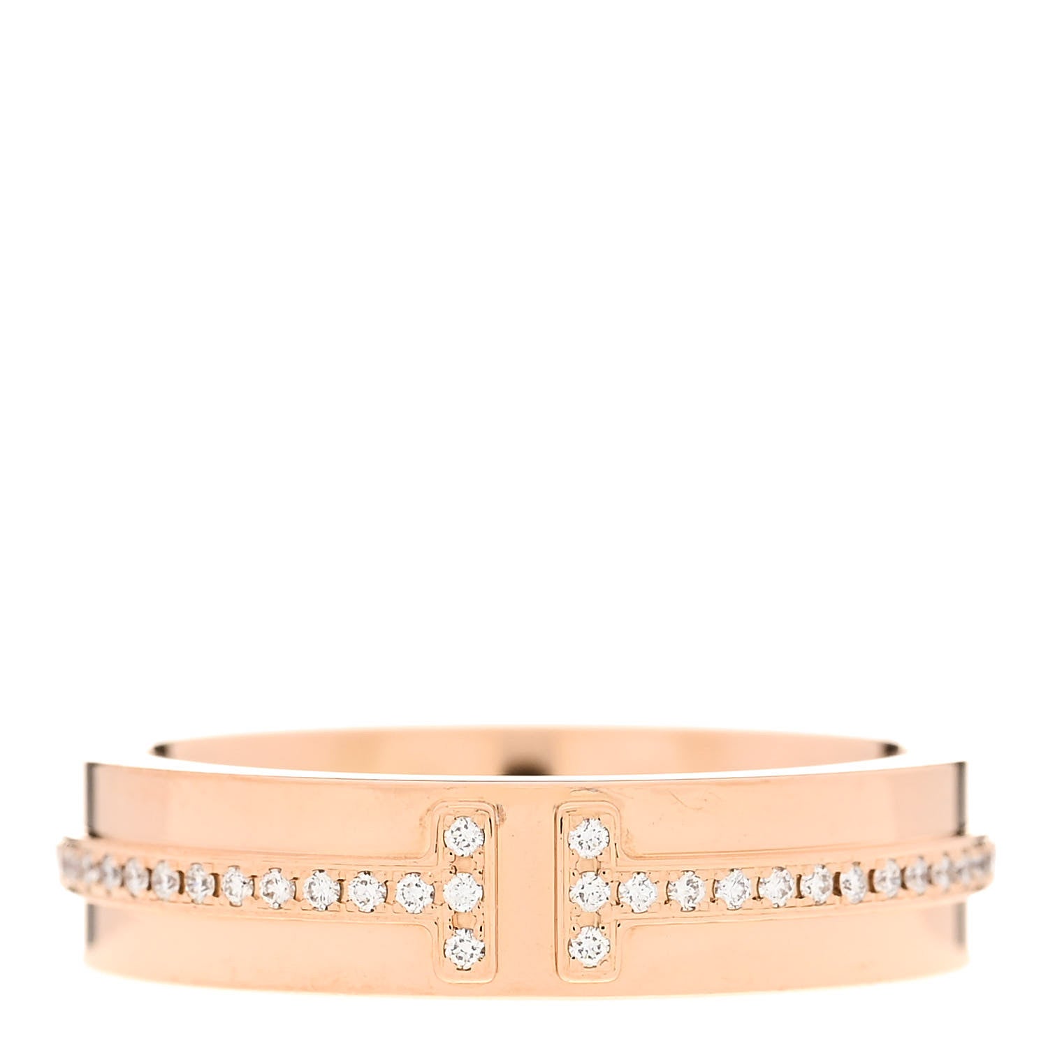 Tiffany 18K Rose Gold Diamond Narrow T Two Ring 49 5 1 of 5