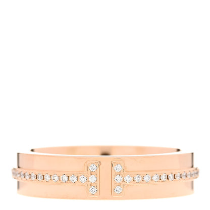 Tiffany 18K Rose Gold Diamond Narrow T Two Ring 49 5 1 of 5