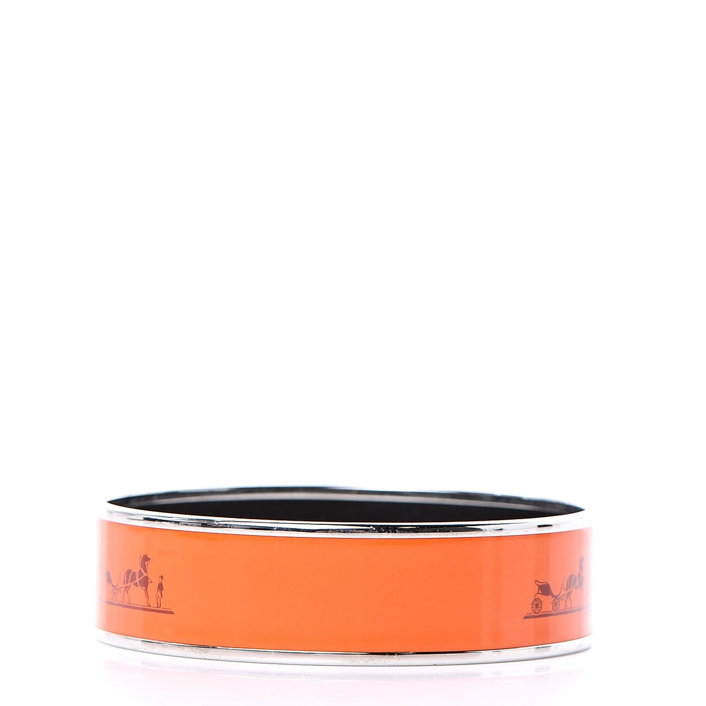 Enamel Printed Wide Caleche Bracelet 70 Orange