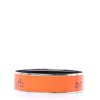 Hermes Enamel Printed Wide Caleche Bracelet 70 Orange 3 of 5