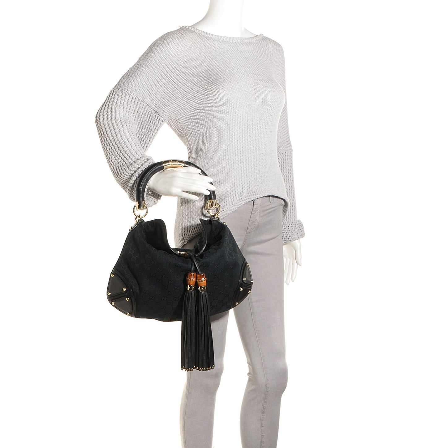 Monogram Medium Indy Top Handle Hobo Black