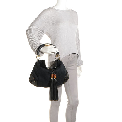 Gucci Monogram Medium Indy Top Handle Hobo Black 2 of 9