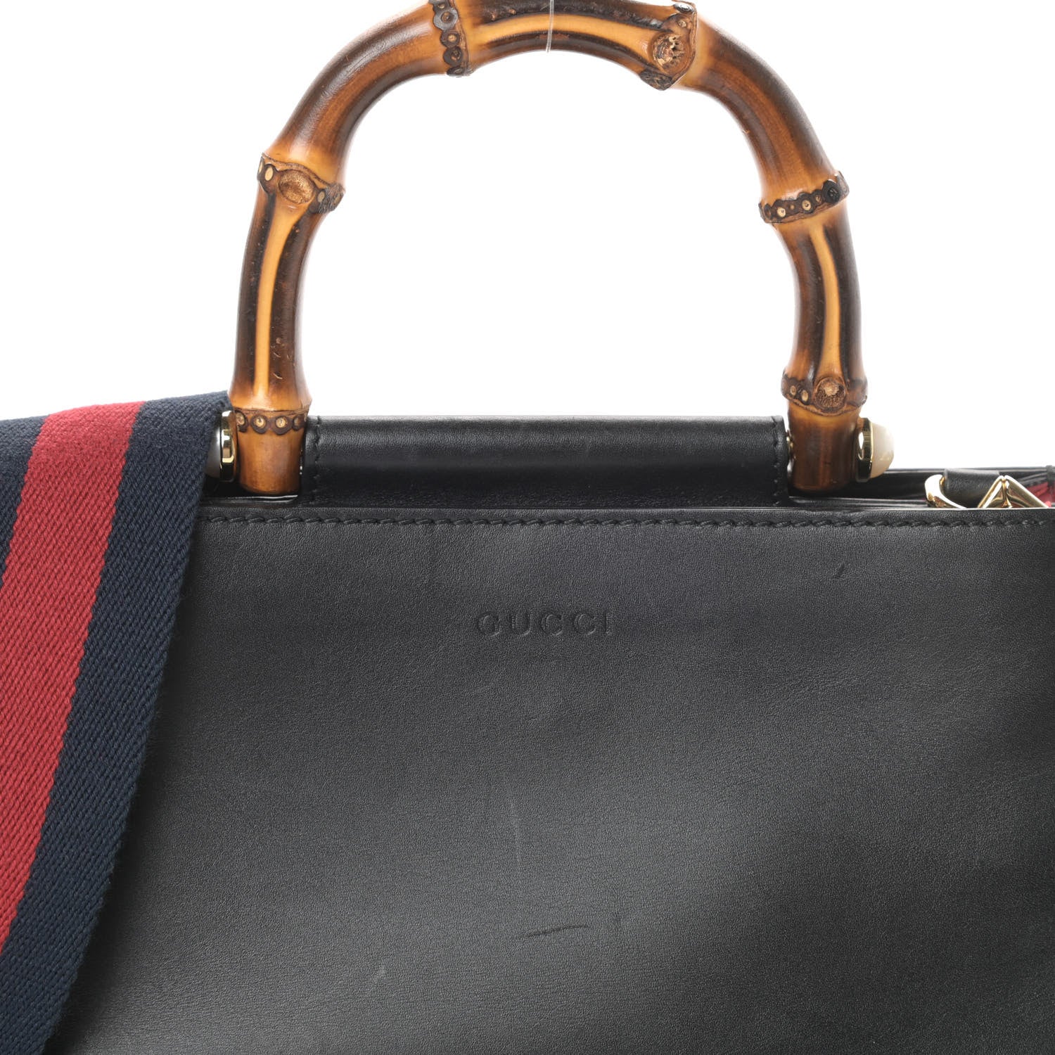 Gucci Nappa Bamboo Web Mini Nymphaea Top Handle Bag Black 7 of 9