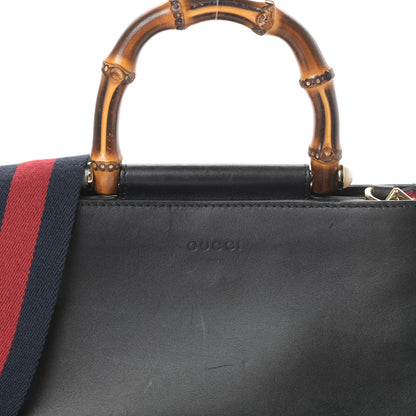 Gucci Nappa Bamboo Web Mini Nymphaea Top Handle Bag Black 7 of 9
