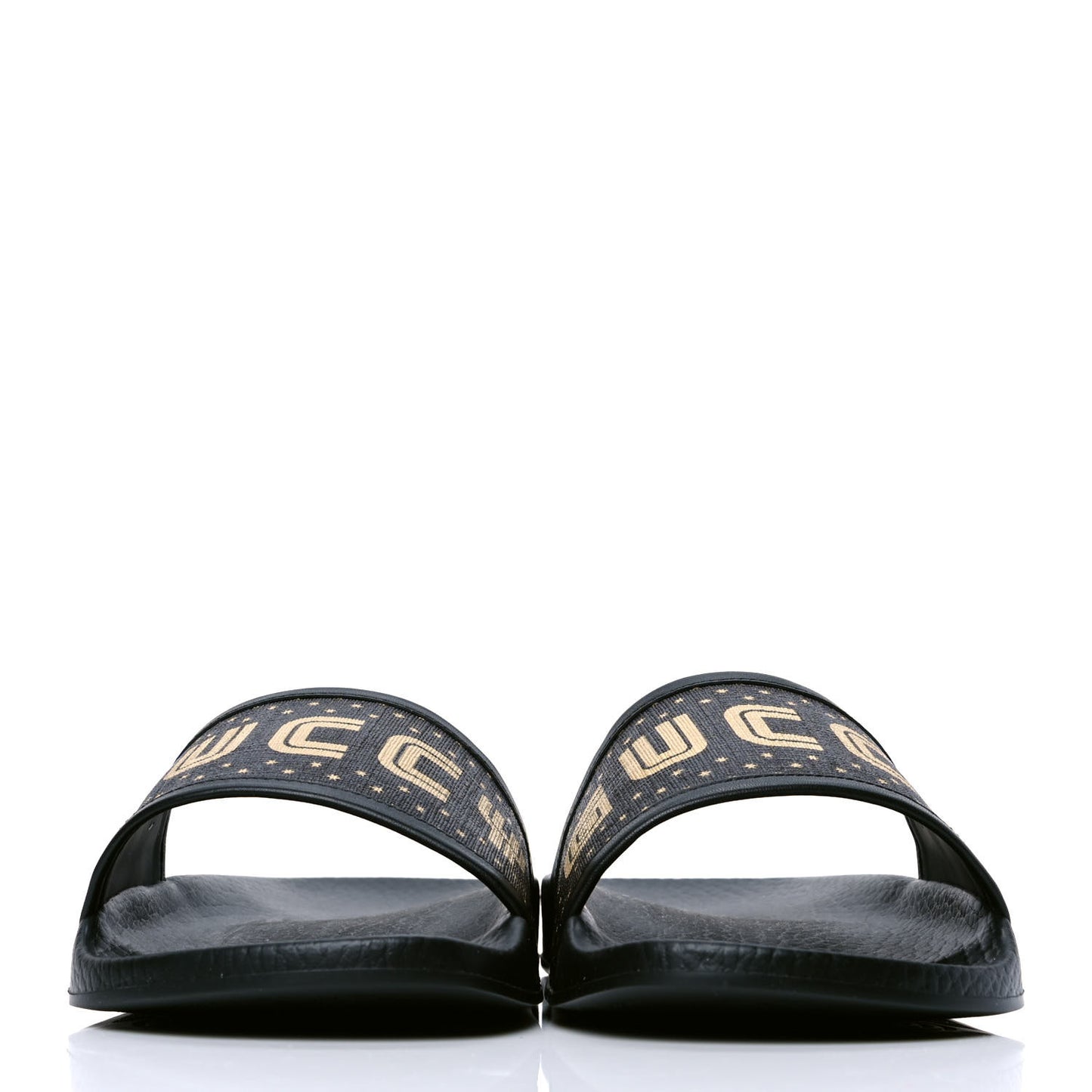 X SEGA Supreme Canvas GUCCY Stars Womens Slide Sandals 36 Black Gold