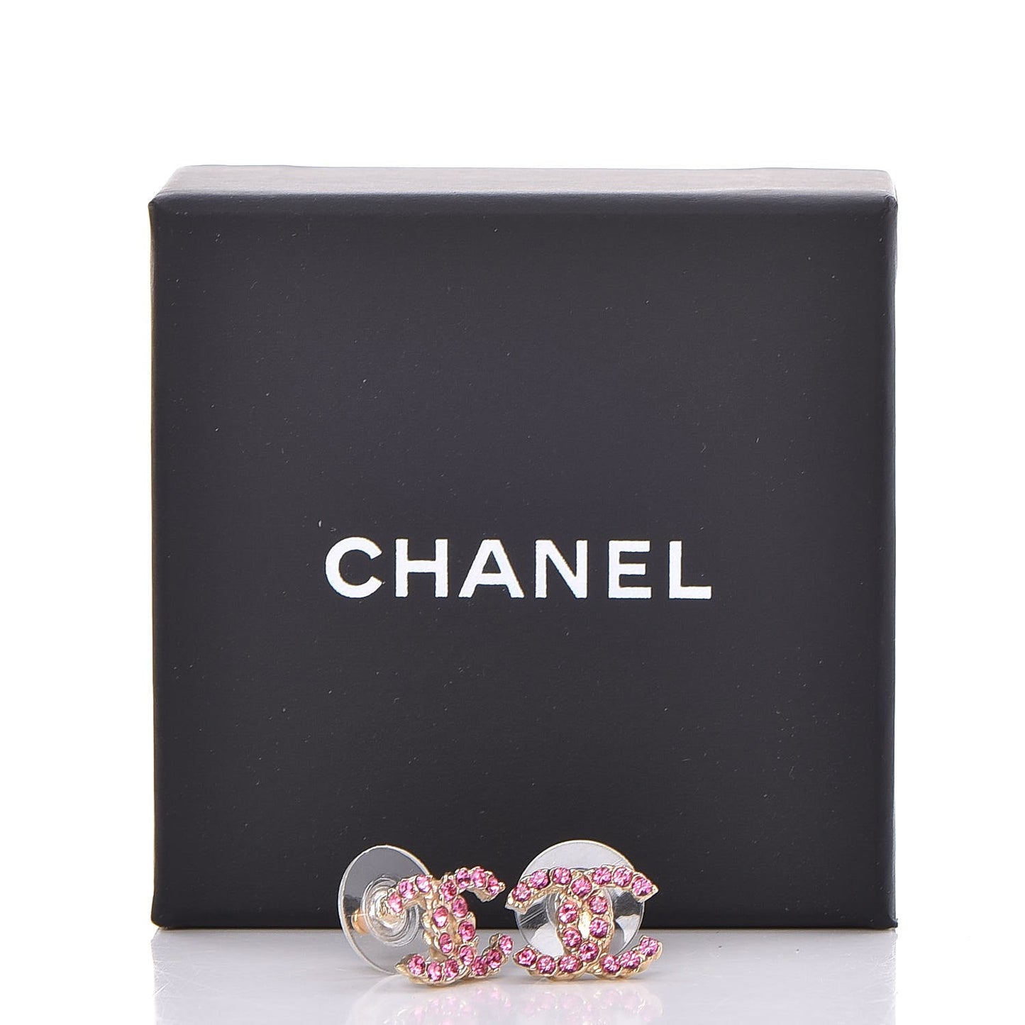 Crystal CC Earrings Gold Pink