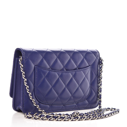 Chanel Lambskin Quilted Wallet On Chain WOC Dark Blue 4 of 12