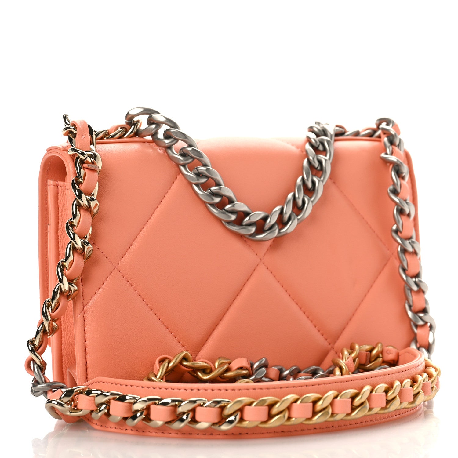 Chanel Lambskin Quilted Chanel 19 Wallet On Chain WOC Light Orange 3 of 10