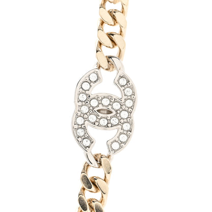 Chanel Crystal Chain CC Necklace Gold Silver 4 of 6