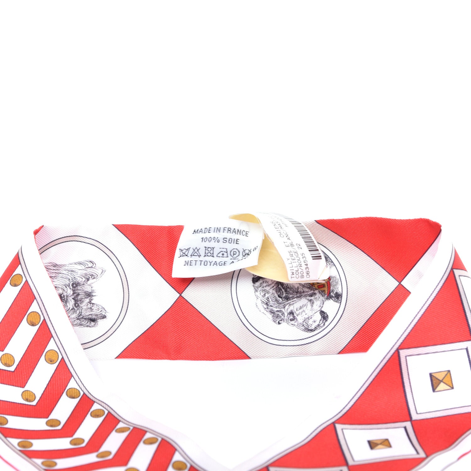 Hermes Silk Colliers Et Chiens Twilly Rouge White Mastic 2 of 4
