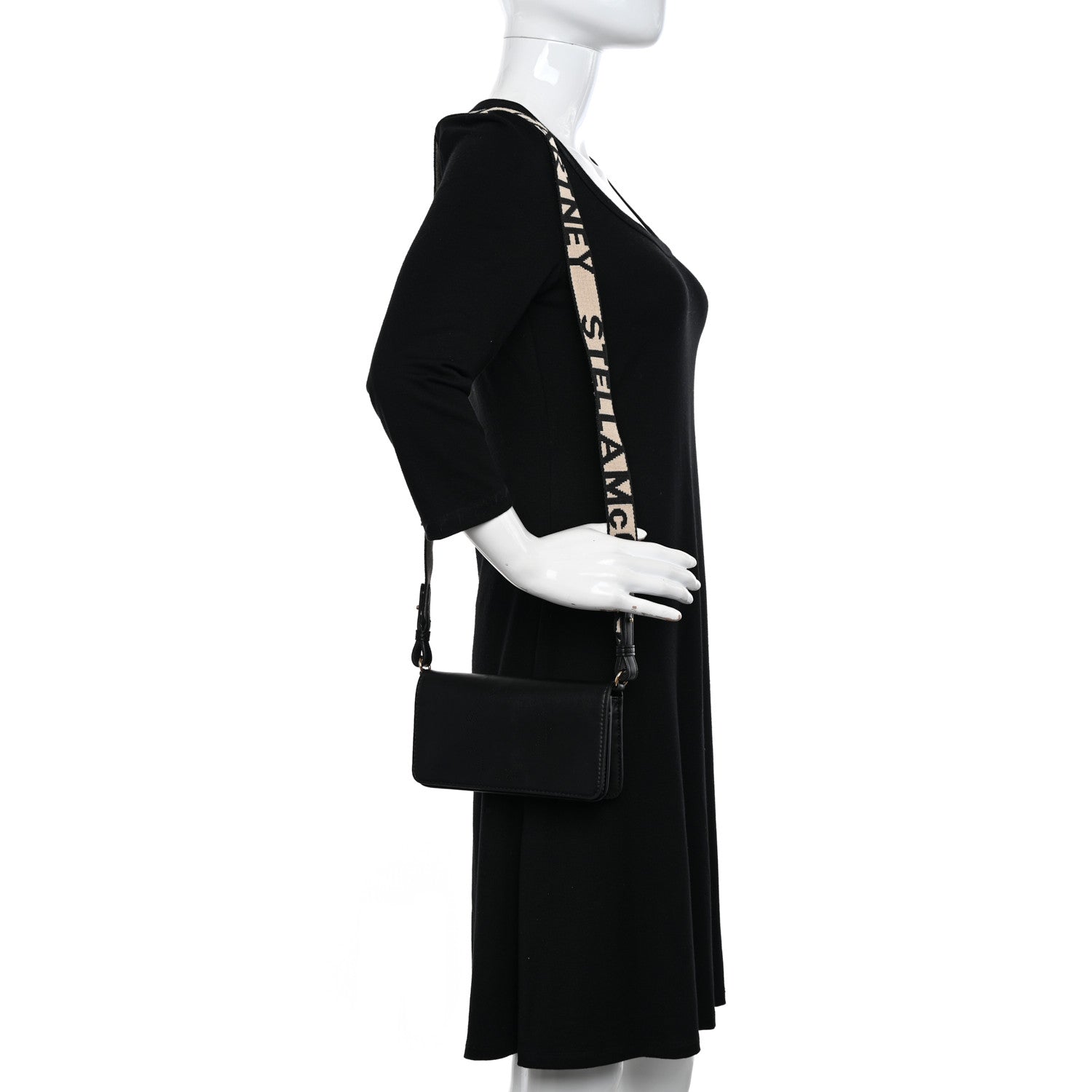Stella McCartney Eco Alter Nappa Perforated Logo Mini Crossbody Bag Black 2 of 12