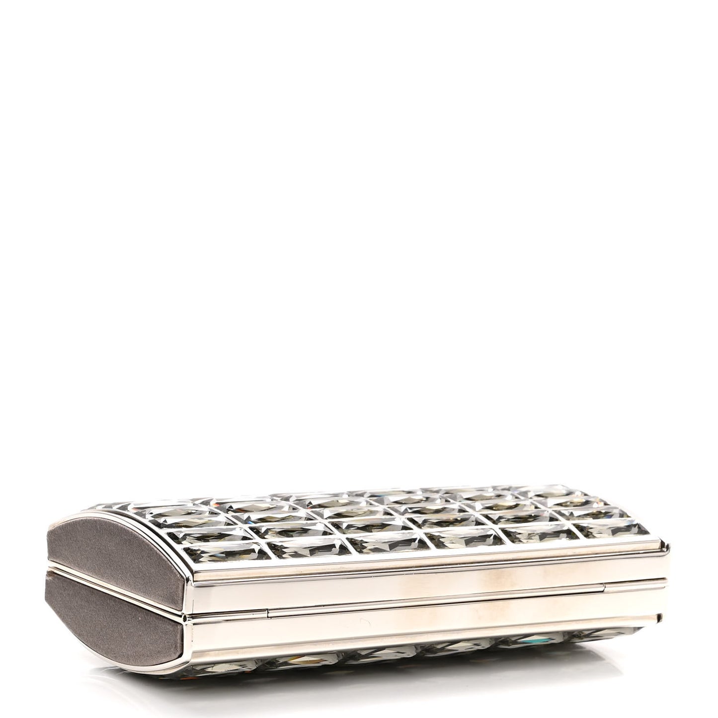 Swarovski Crystal Minaudiere Clutch Silver