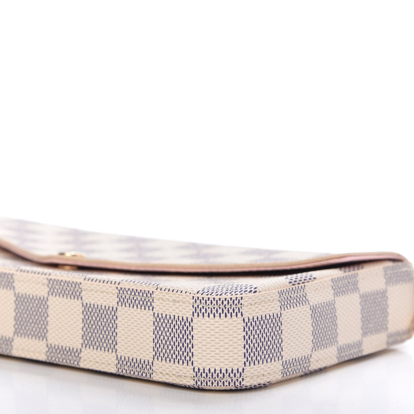 Damier Azur Pochette Felicie Chain Wallet Rose Ballerine