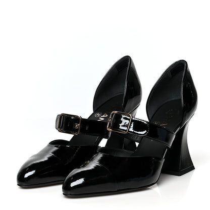 Chanel Patent Goatskin Cap Toe Open Shoes 37.5 Black 3 of 7