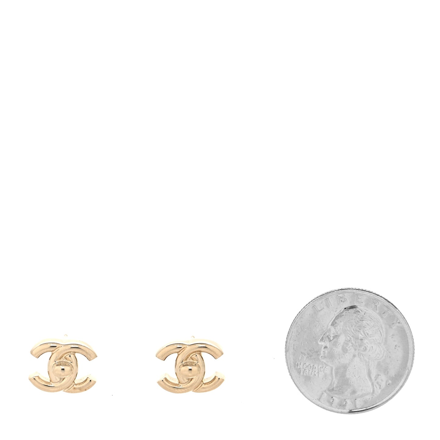 Metal CC Turnlock Earrings Gold