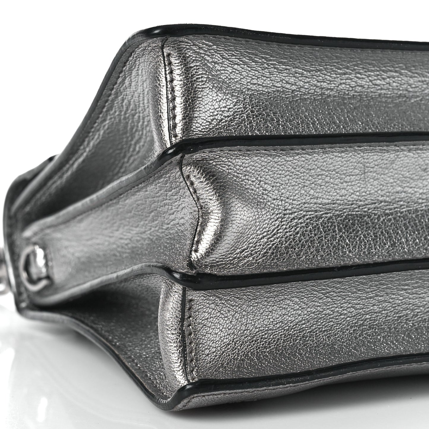 Goatskin Madras Top Handle Bag Silver